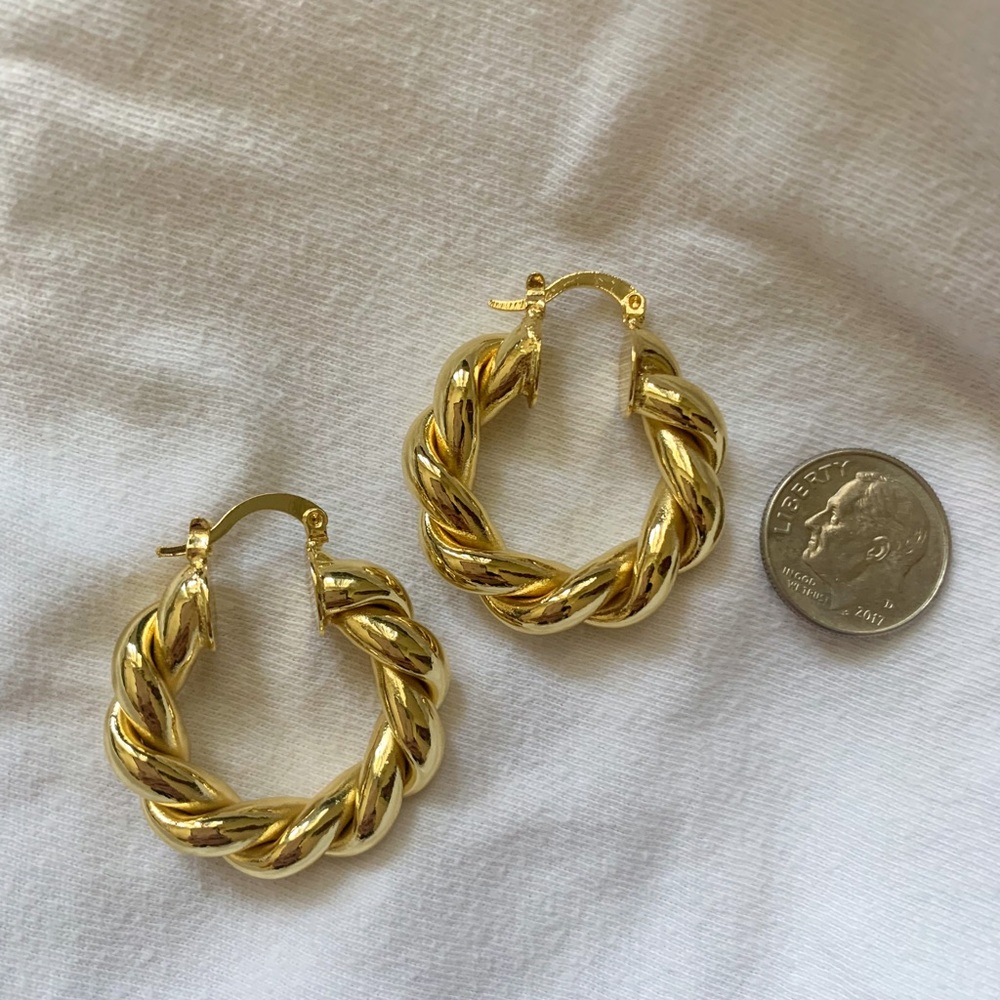 Gold filled twist hoop earrings